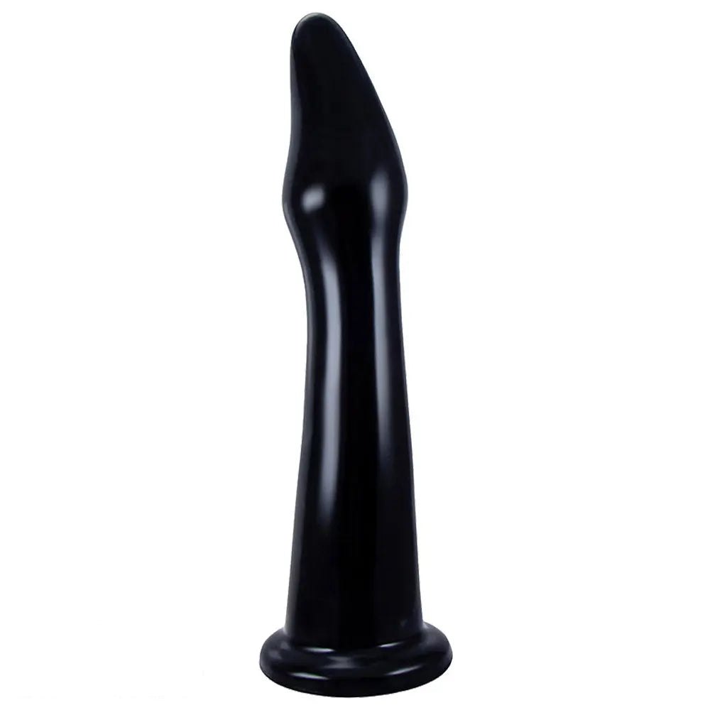Black smooth tapered suction cup dildo