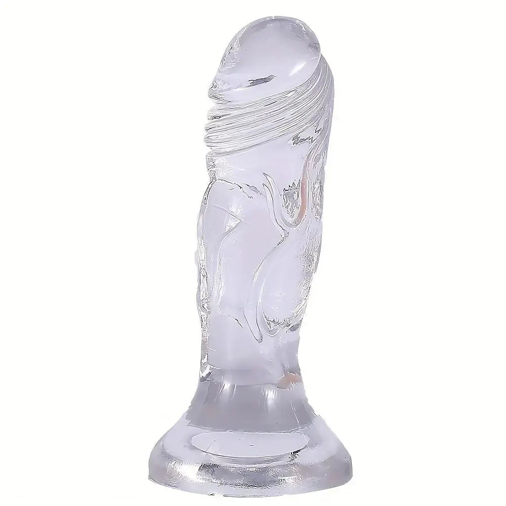 Clear small jelly realistic suction cup dildo