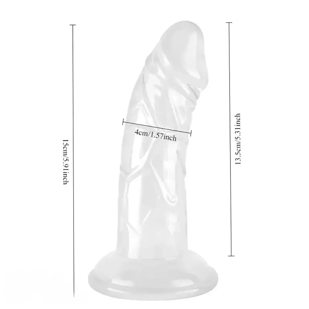 Clear translucent pvc suction cup dildo