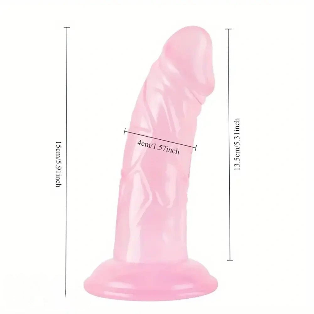 Pink translucent pvc suction cup dildo