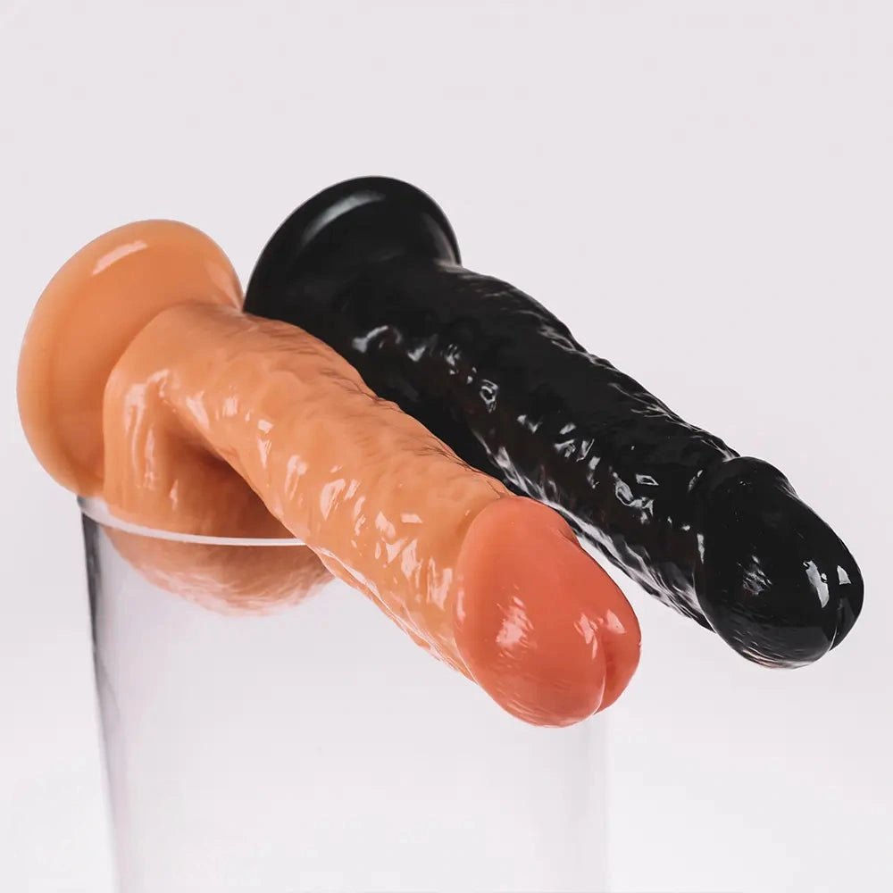 Realistic pvc suction cup dildo in black and flesh, photo 12