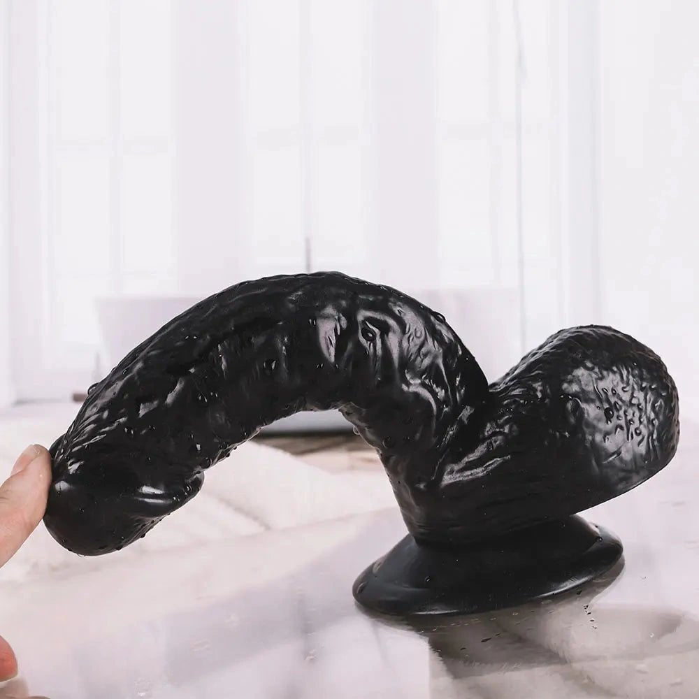 Realistic pvc suction cup dildo in black and flesh, photo 13