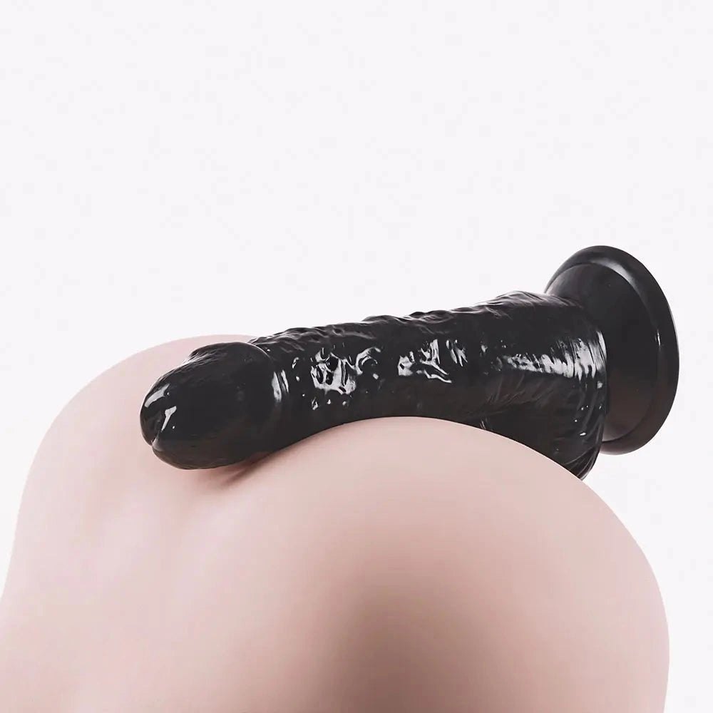 Realistic pvc suction cup dildo in black and flesh, photo 9