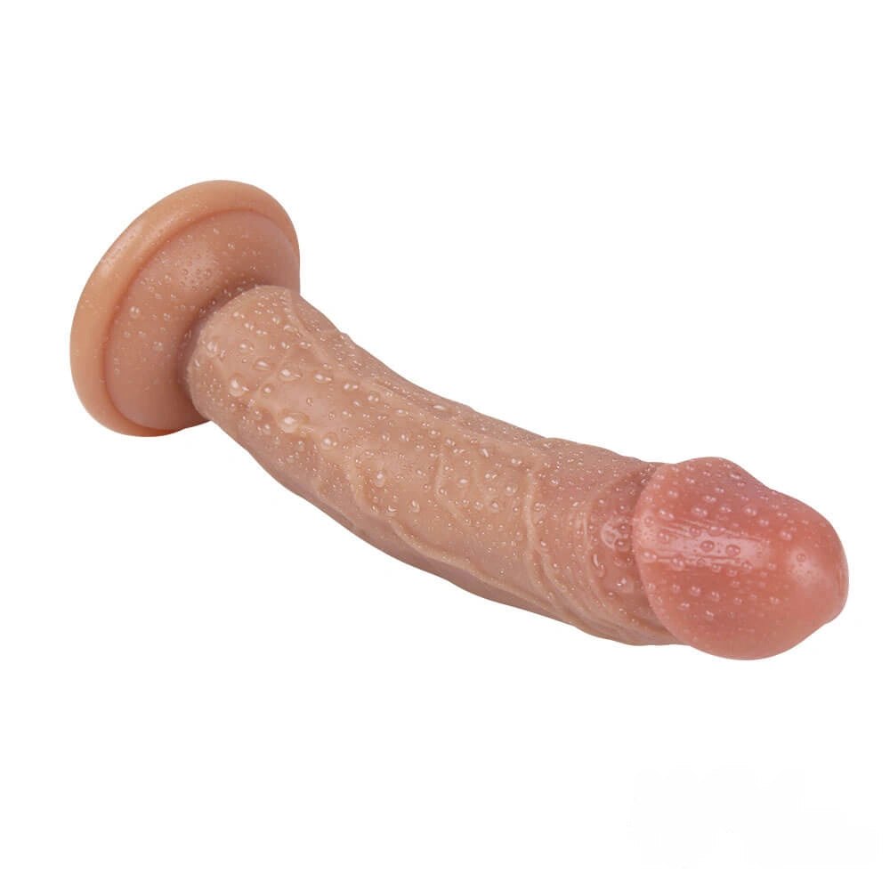 Brown slim realistic suction cup dildo