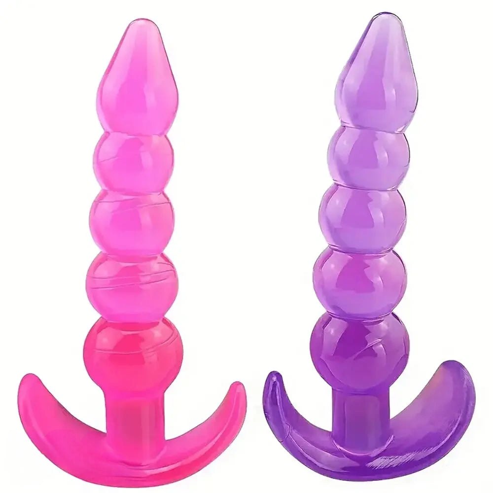 Ribbed anal plug with flared base, photo 1