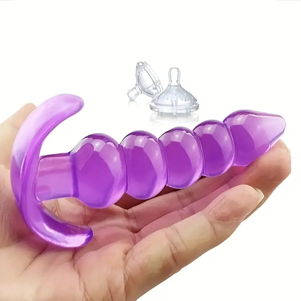 Ribbed anal plug with flared base, photo 10