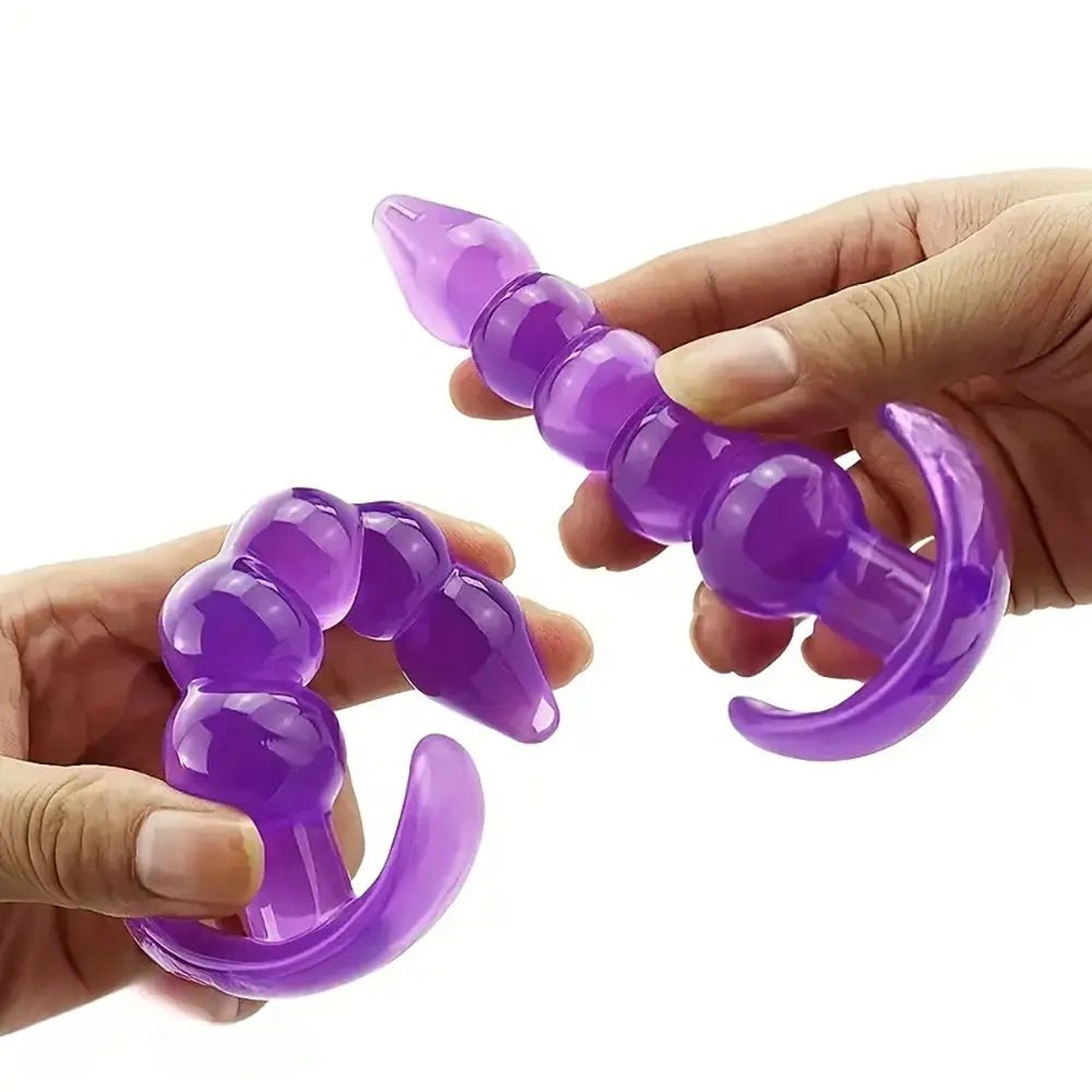 Ribbed anal plug with flared base, photo 3