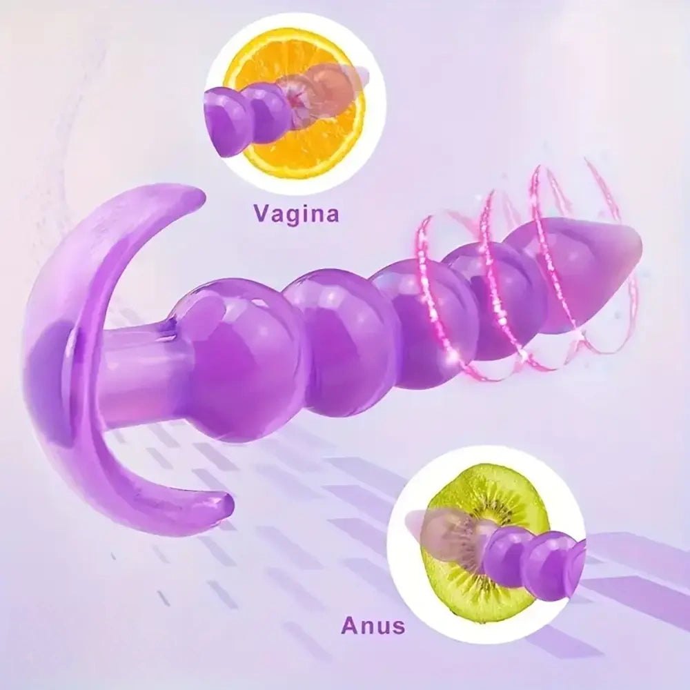 Ribbed anal plug with flared base, photo 4