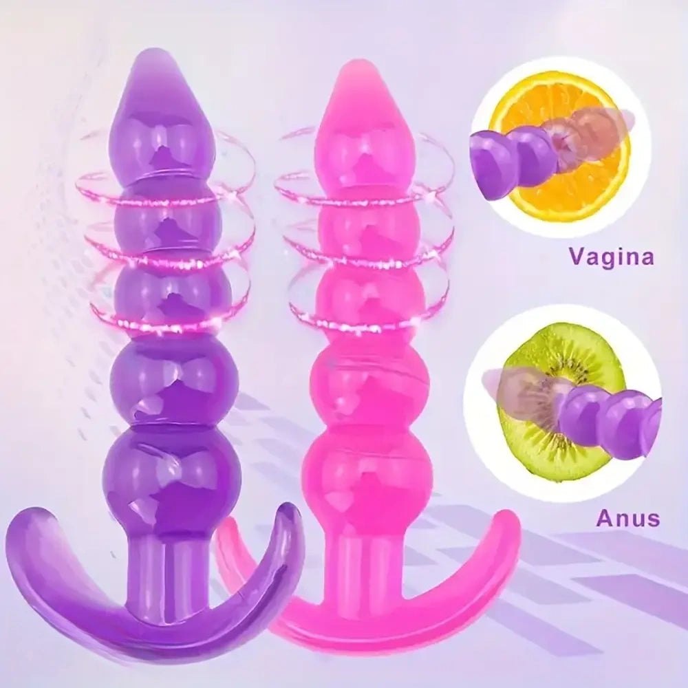 Ribbed anal plug with flared base, photo 6