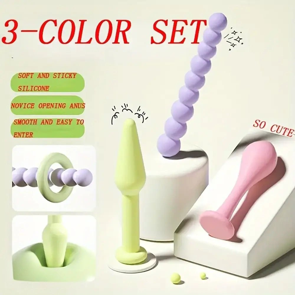 Small silicone anal bead and plug set, photo 1
