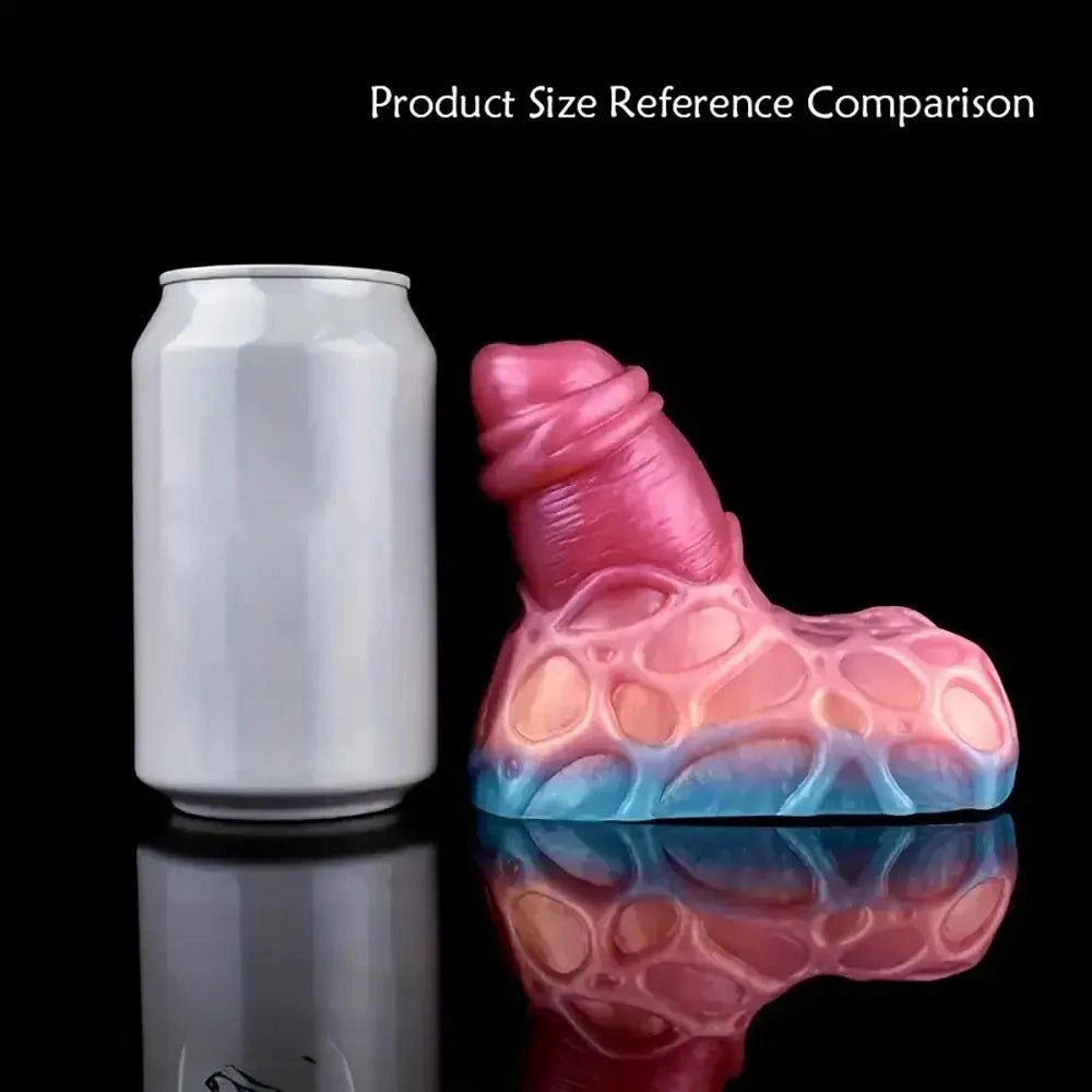 Colorful cell textured silicone fantasy dildo, photo 2