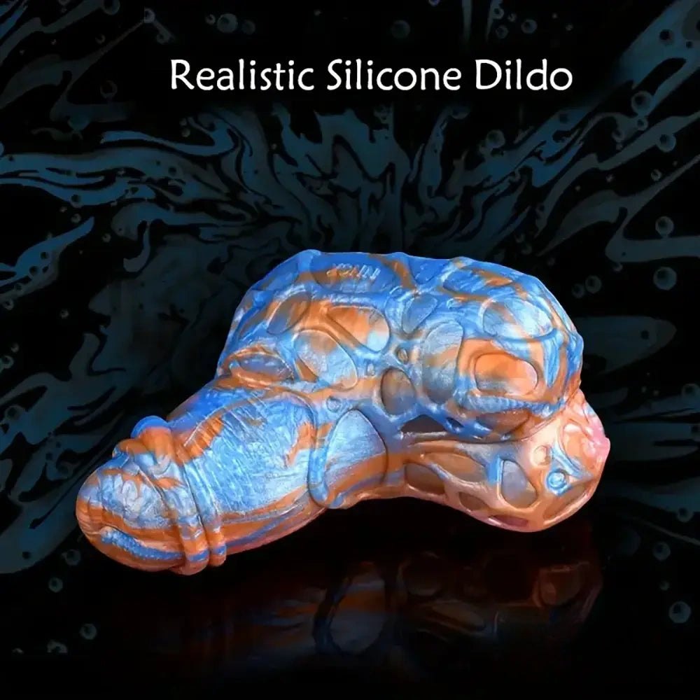 Colorful cell textured silicone fantasy dildo, photo 3