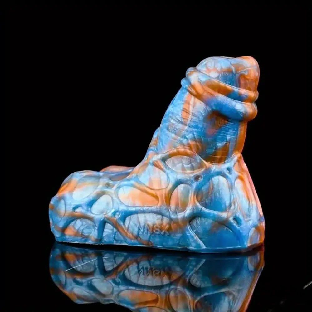 Colorful cell textured silicone fantasy dildo, photo 4