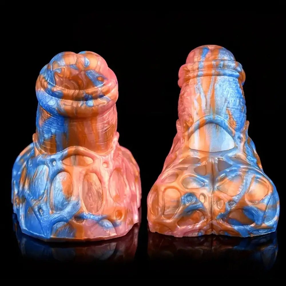 Colorful cell textured silicone fantasy dildo, photo 8