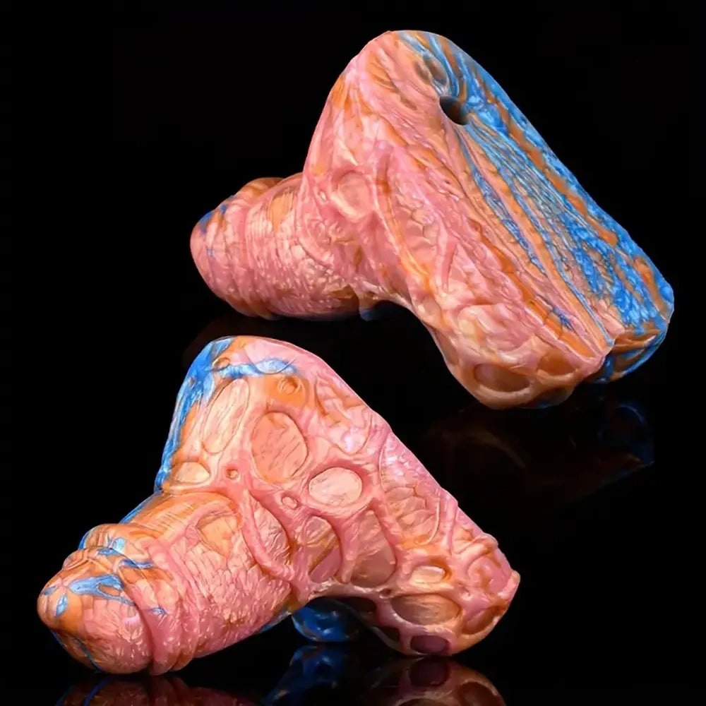 Colorful cell textured silicone fantasy dildo, photo 9