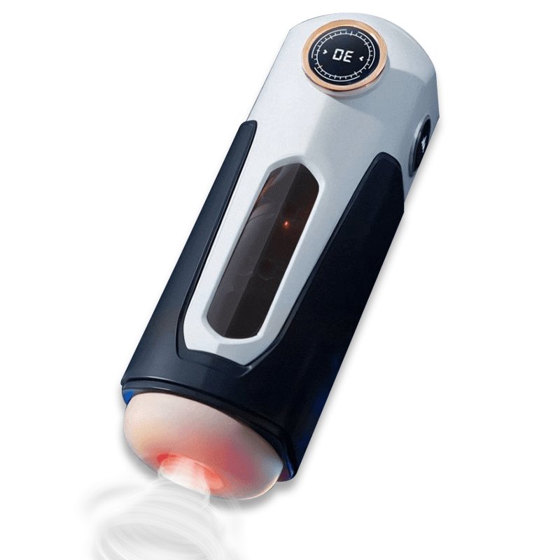 Black smart heating retractable masturbator, photo 1