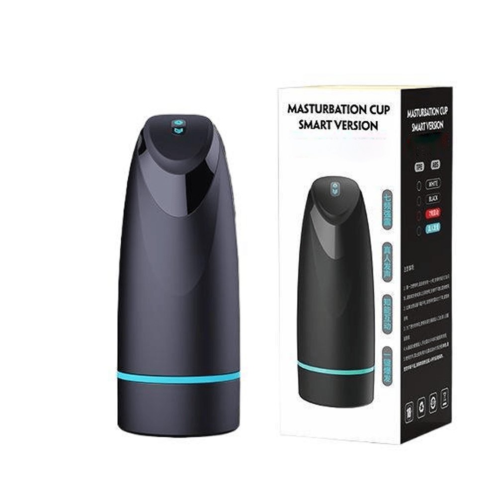 Black smart vibrating male masturbator, photo 1