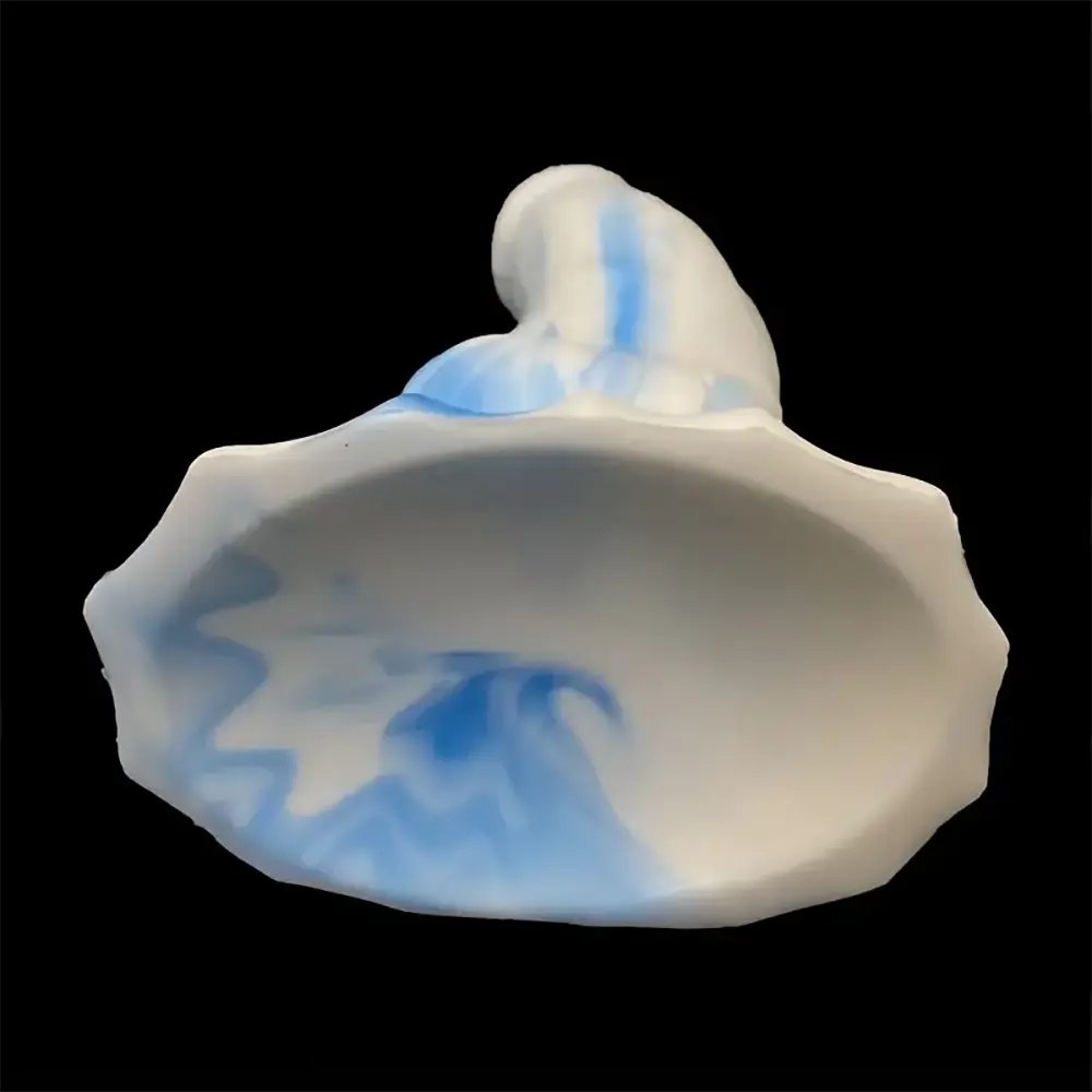 White blue marbled smooth fantasy dildo, photo 5
