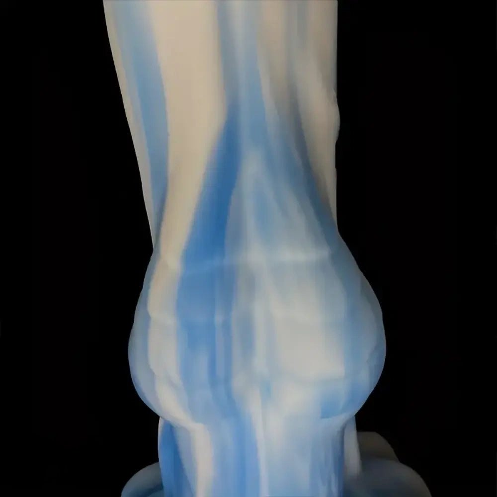 White blue marbled smooth fantasy dildo, photo 7