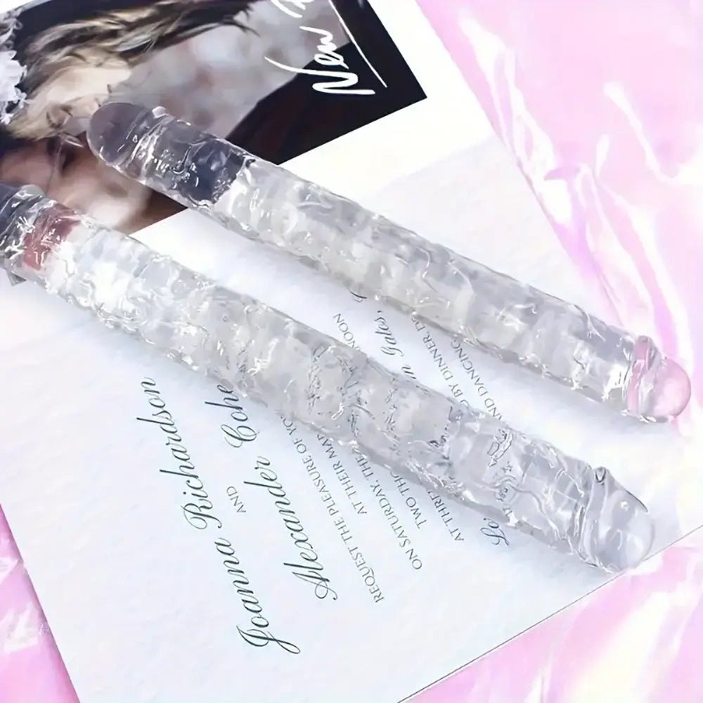 Clear smooth double-ended tpe dildo