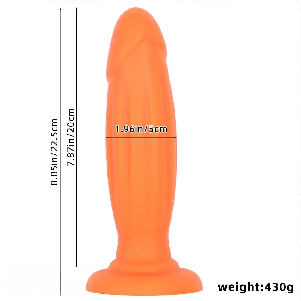 Orange and orange smooth silicone realistic dildo