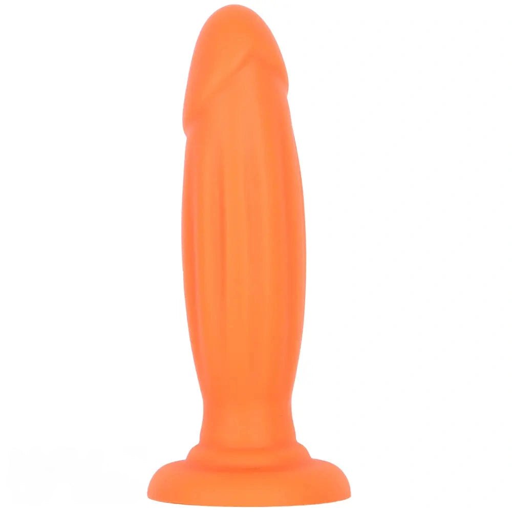 And orange smooth silicone realistic dildo, photo 13