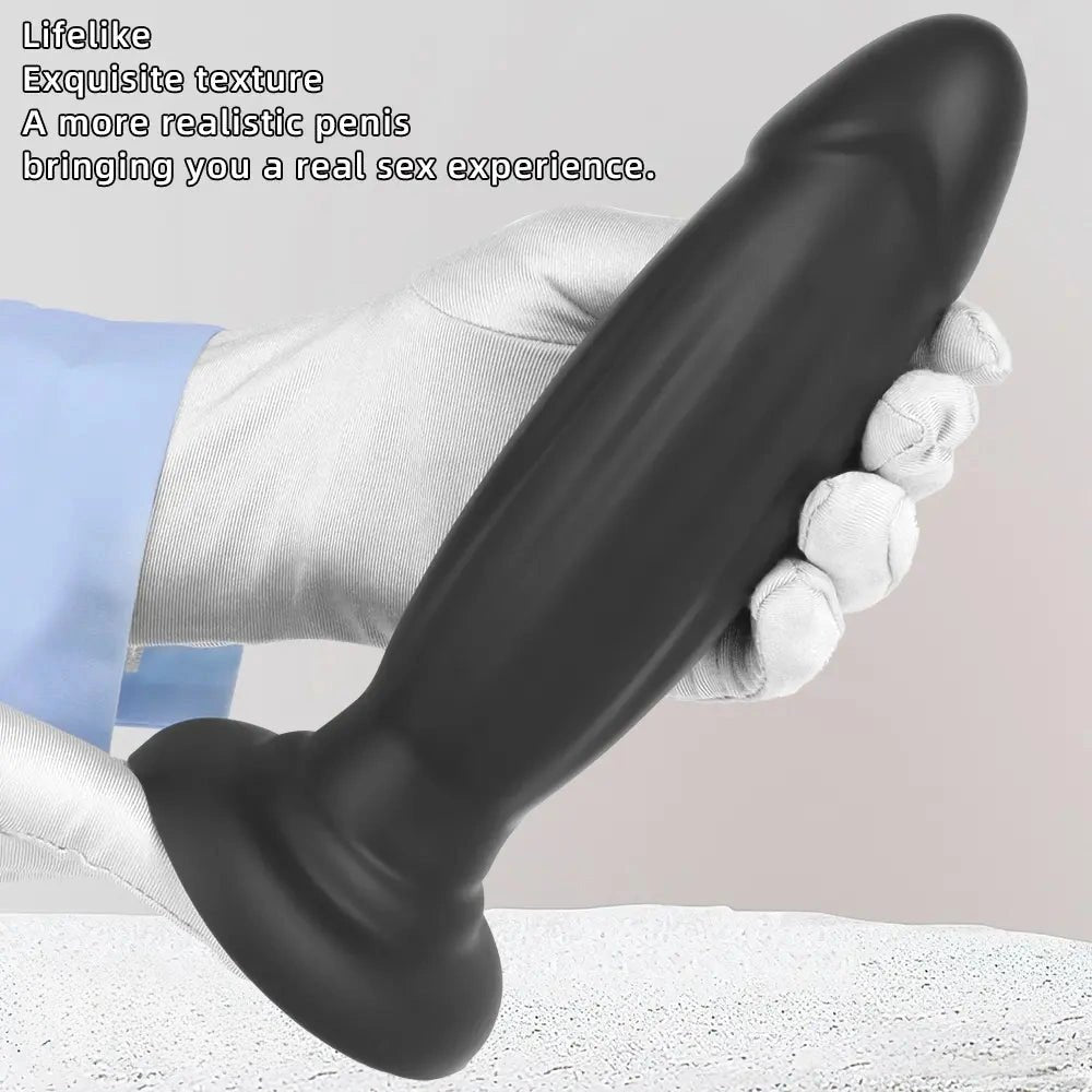 And orange smooth silicone realistic dildo, photo 8