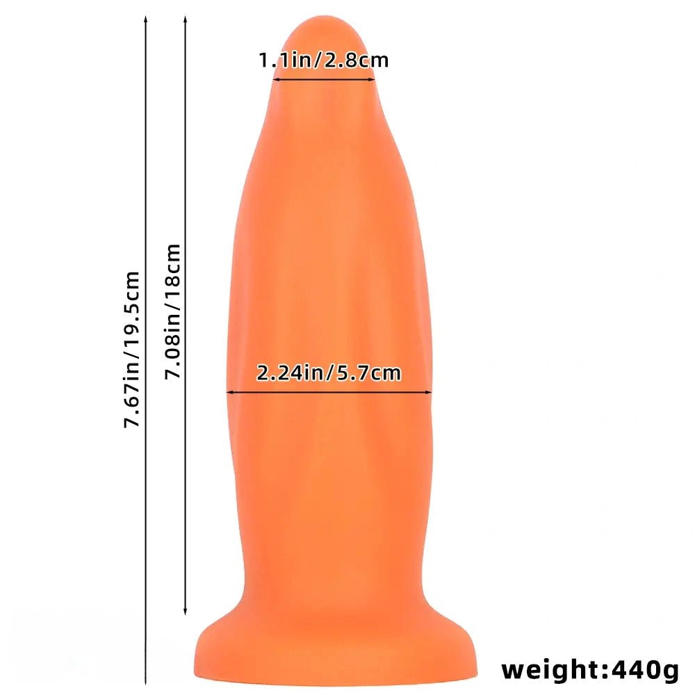 Orange smooth thick silicone dolphin-style dildo