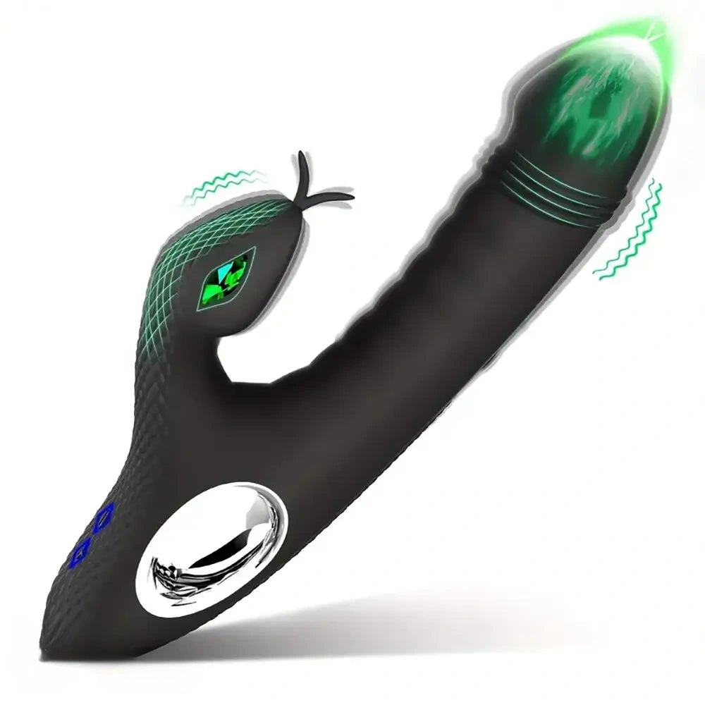 Black silicone vibrating dildo with snake arm, photo 1