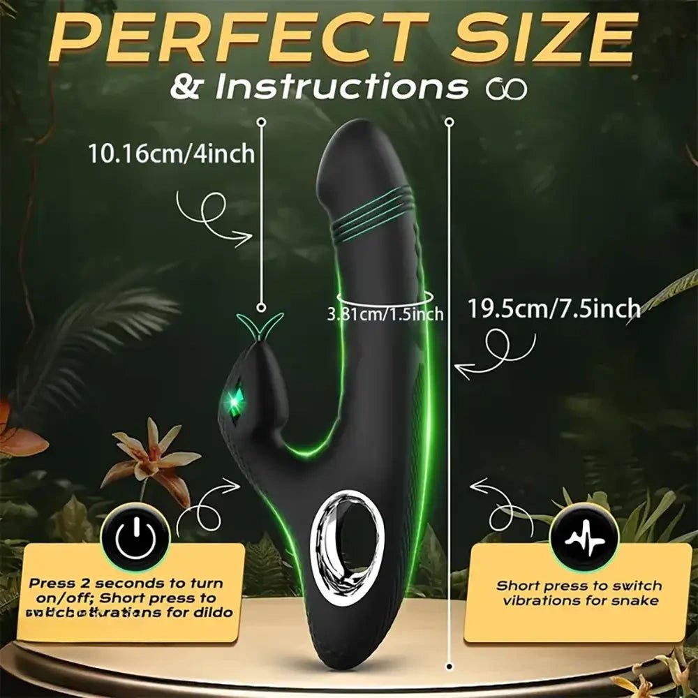 Black silicone vibrating dildo with snake arm, photo 2