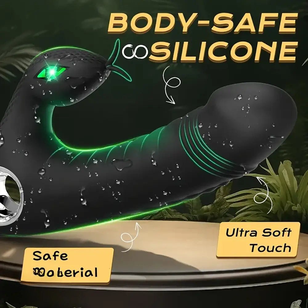Black silicone vibrating dildo with snake arm, photo 4