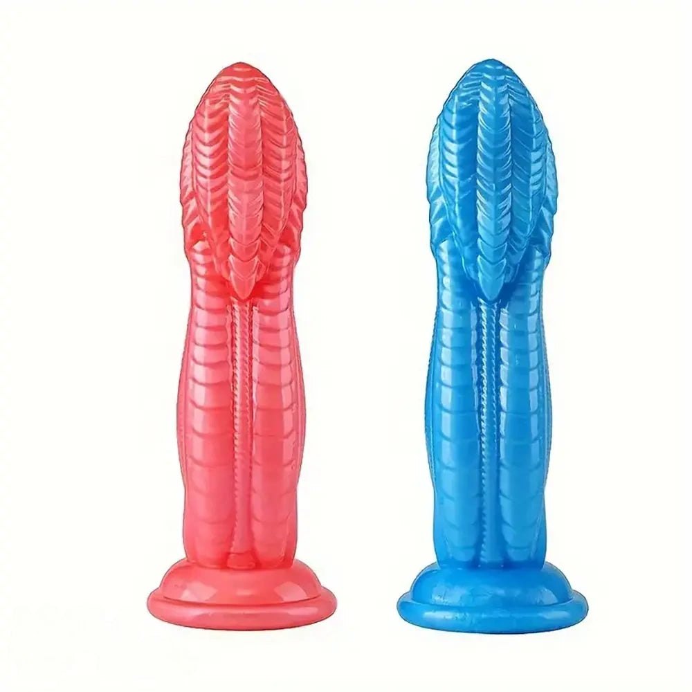 Snake scale textured PVC dildo with suction cup base, photo 1
