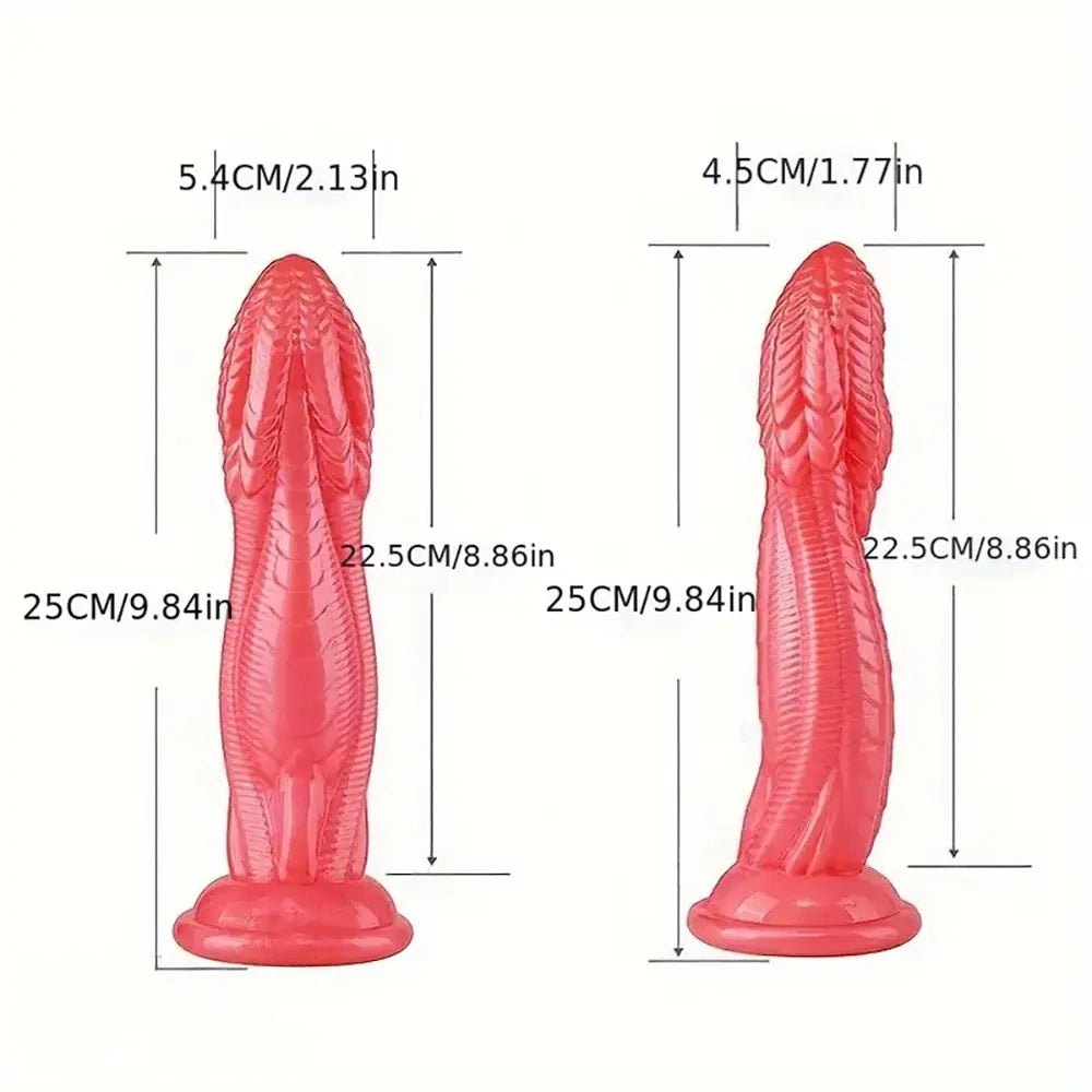 Snake scale textured PVC dildo with suction cup base, photo 12