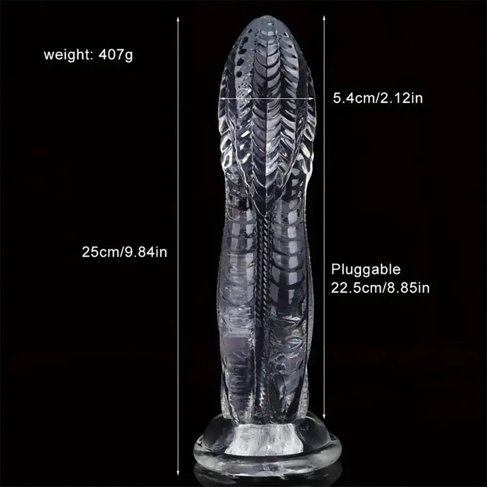 Snake scale textured PVC dildo with suction cup base, photo 14