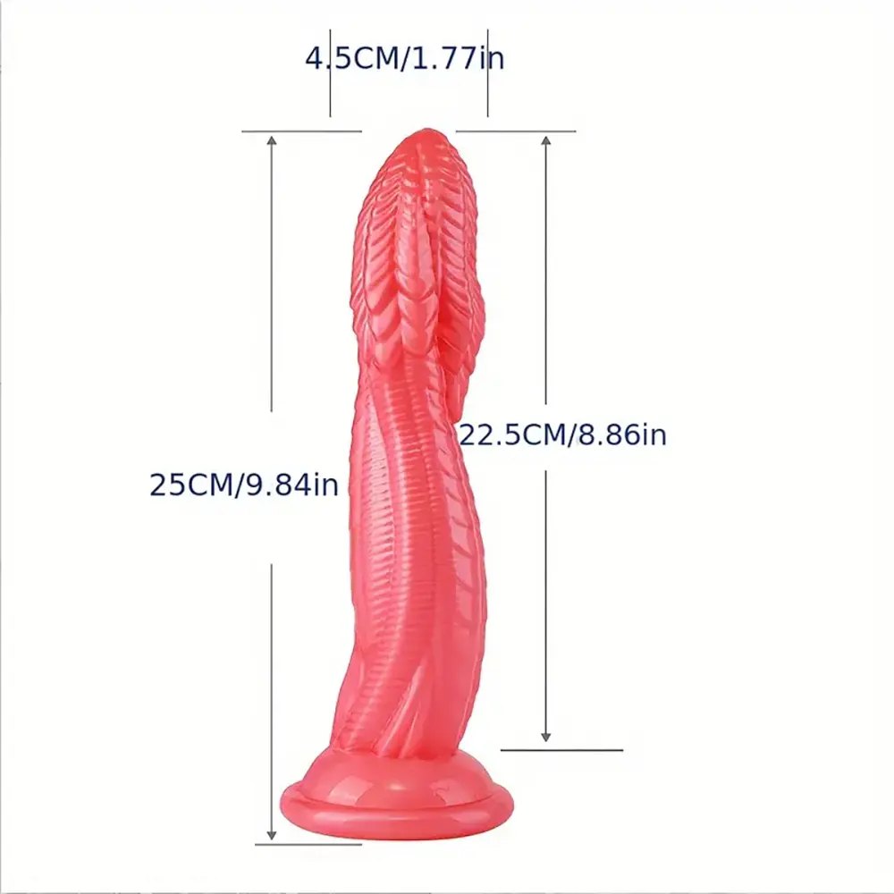 Snake scale textured PVC dildo with suction cup base, photo 2