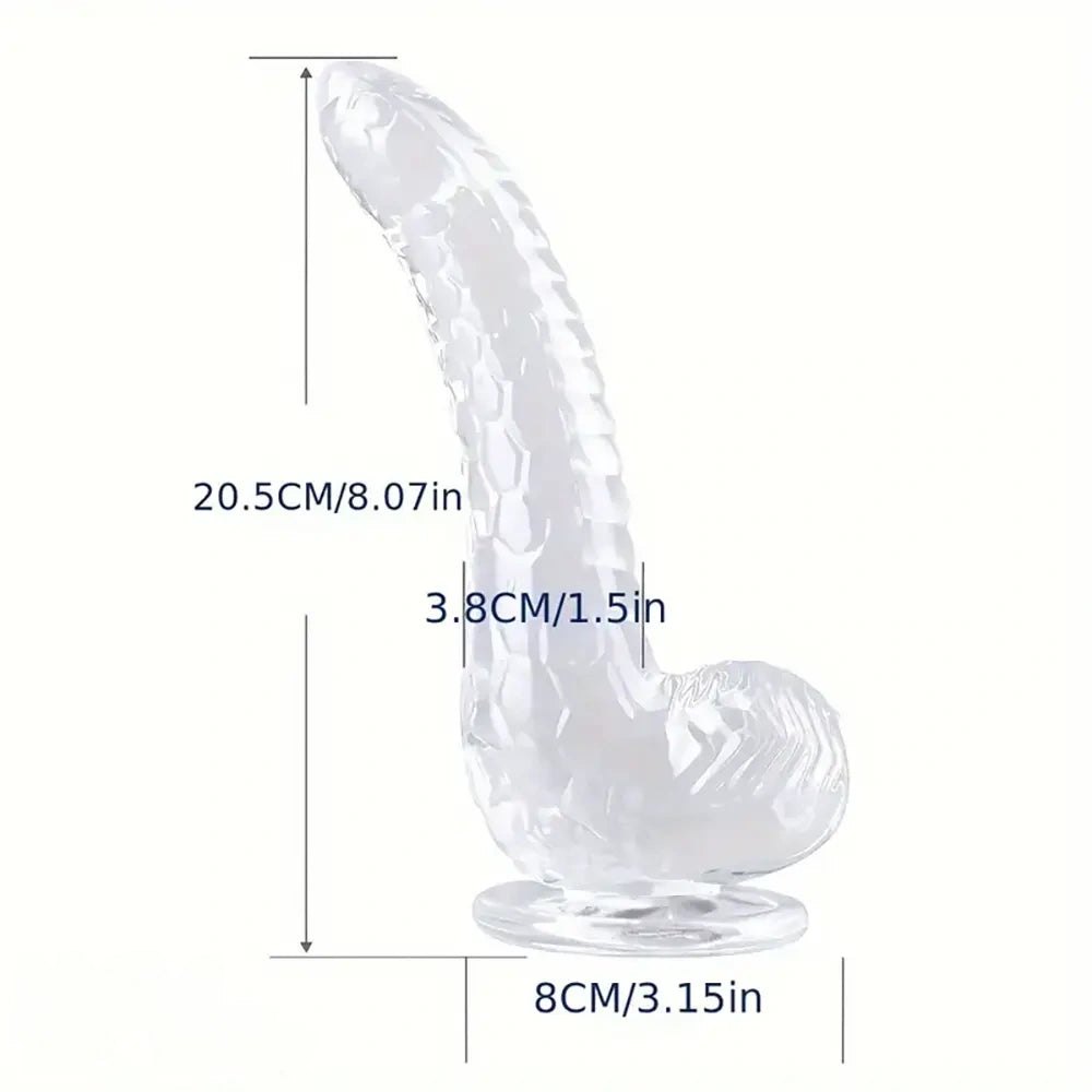 Clear snake-scale textured fantasy dildo