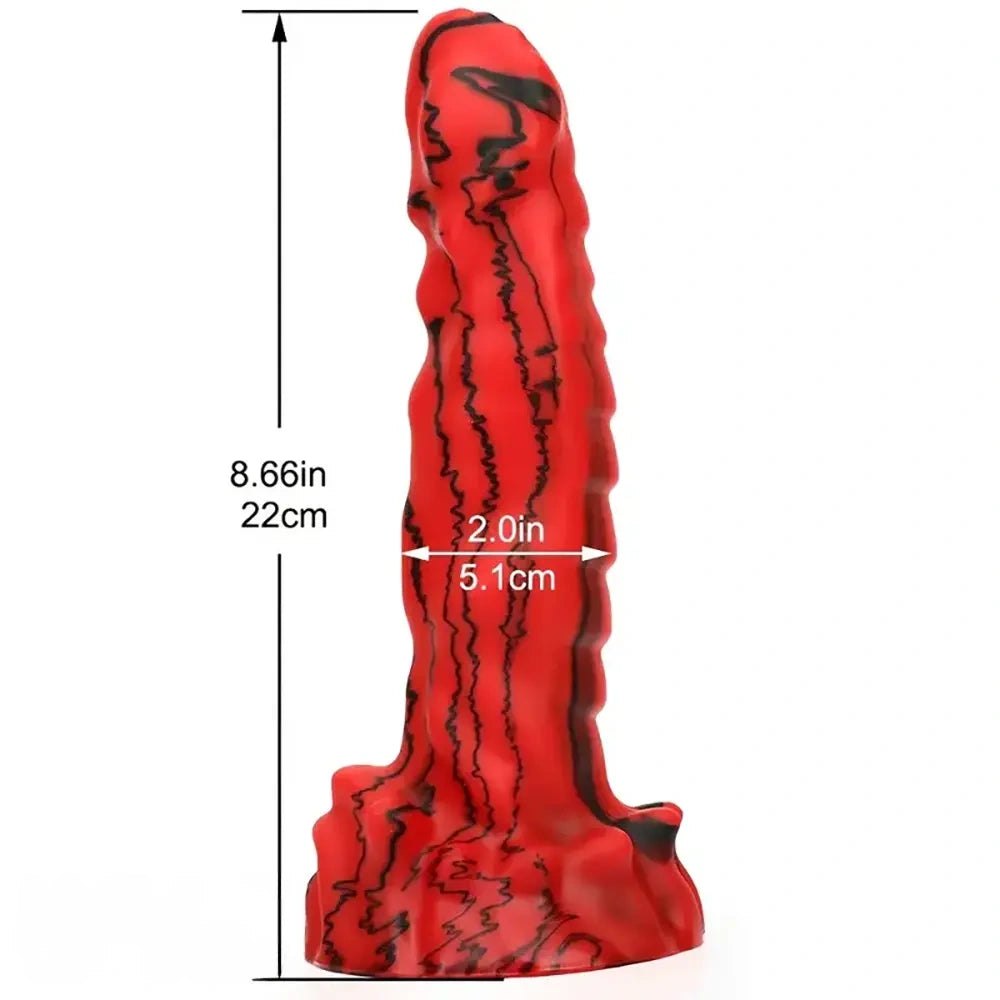 Red and black scaled animal dildo, photo 3