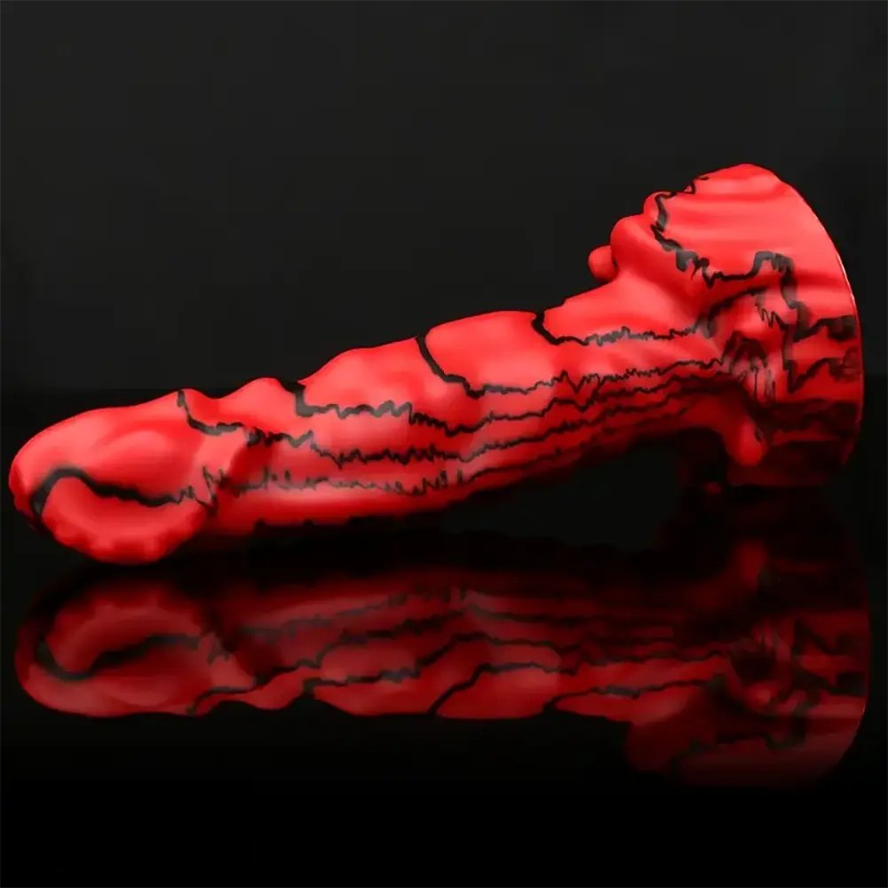 Red and black scaled animal dildo, photo 4