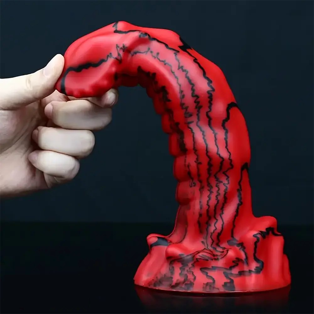 Red and black scaled animal dildo, photo 9