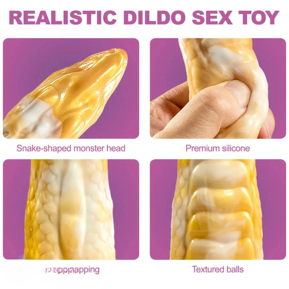 Golden snake scale fantasy dildo, photo 4