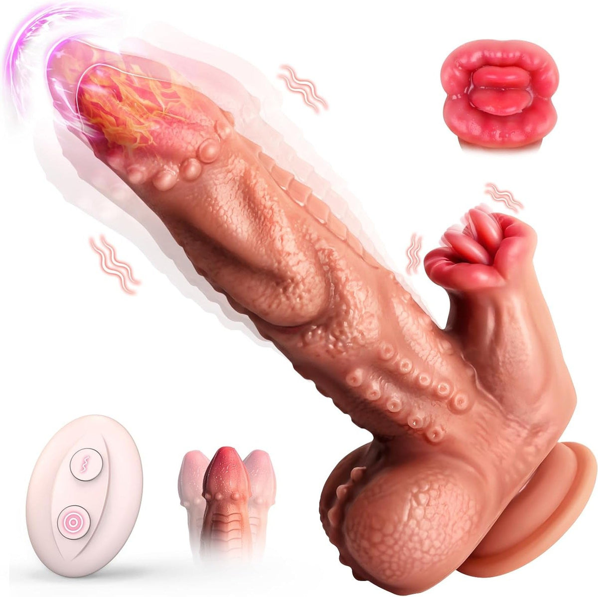 Tentacle-textured fantasy dildo with suction base, photo 1