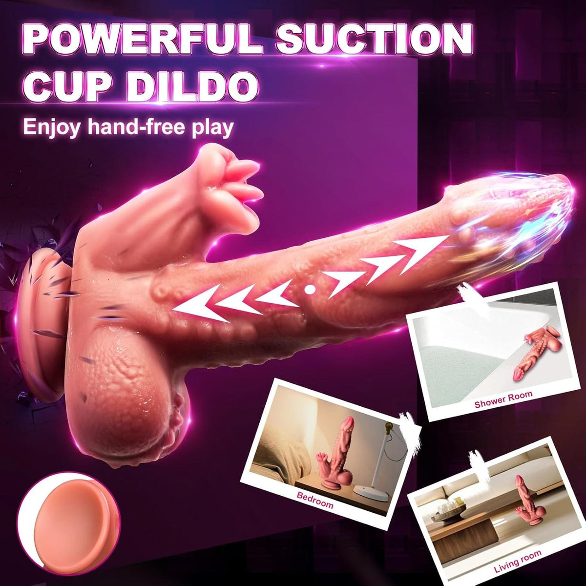 Tentacle-textured fantasy dildo with suction base, photo 4