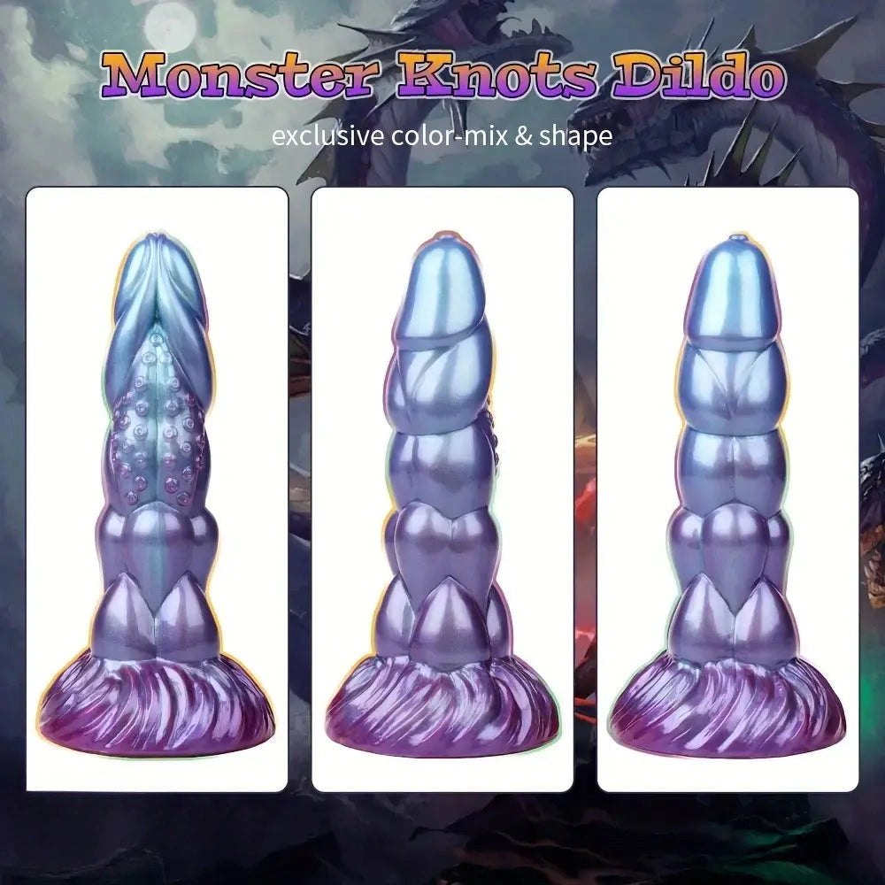 Textured knotted silicone anal dildo with suction cup base, photo 2