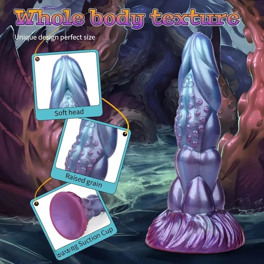 Textured knotted silicone anal dildo with suction cup base, photo 6