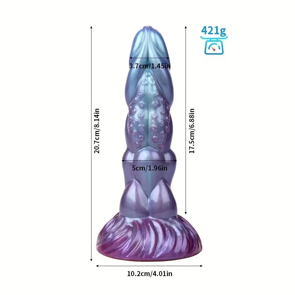Textured knotted silicone anal dildo with suction cup base, photo 9