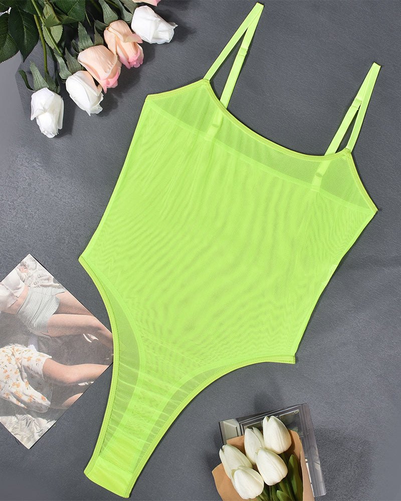Spaghetti strap sheer mesh bodysuit, photo 3
