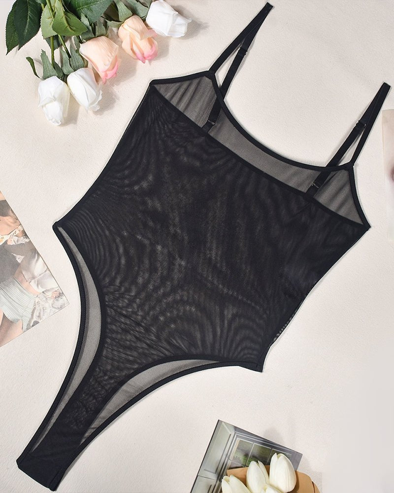 Spaghetti strap sheer mesh bodysuit, photo 7