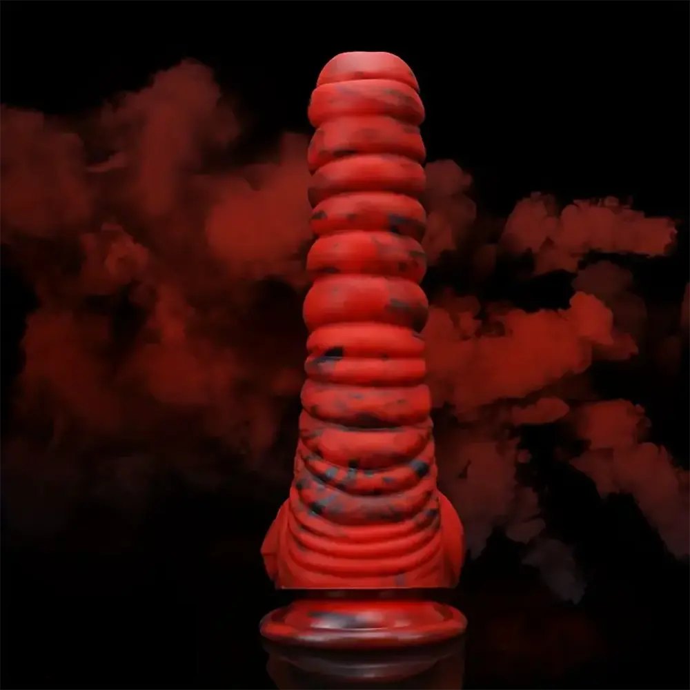 Red speckled coil fantasy dildo, photo 2