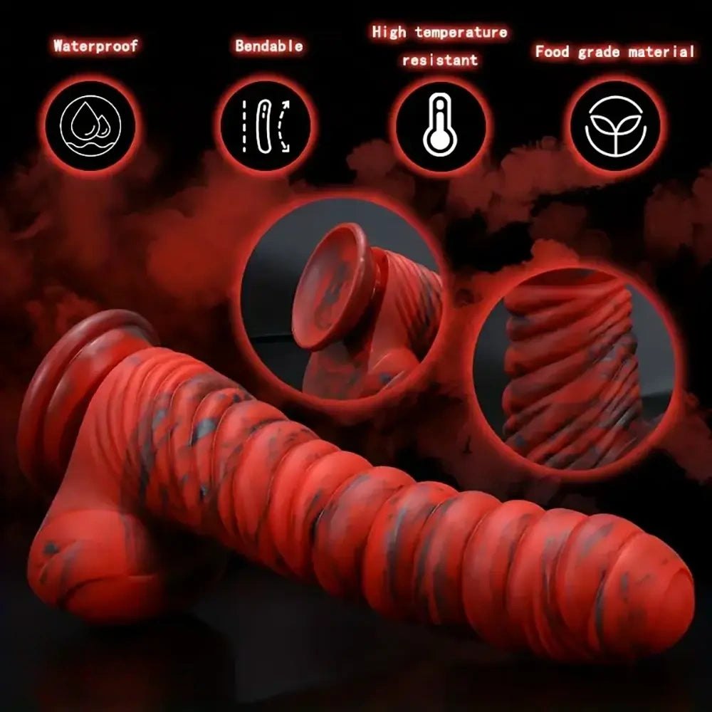 Red speckled coil fantasy dildo, photo 3