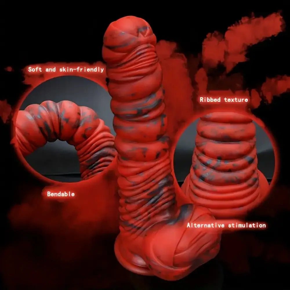 Red speckled coil fantasy dildo, photo 4